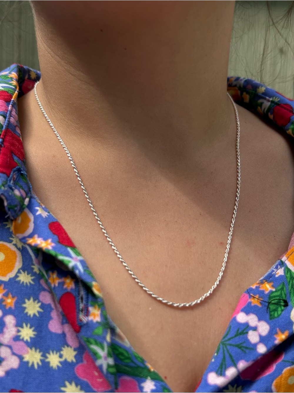 Classic Sterling Silver Twisted Rope Necklace - Silver